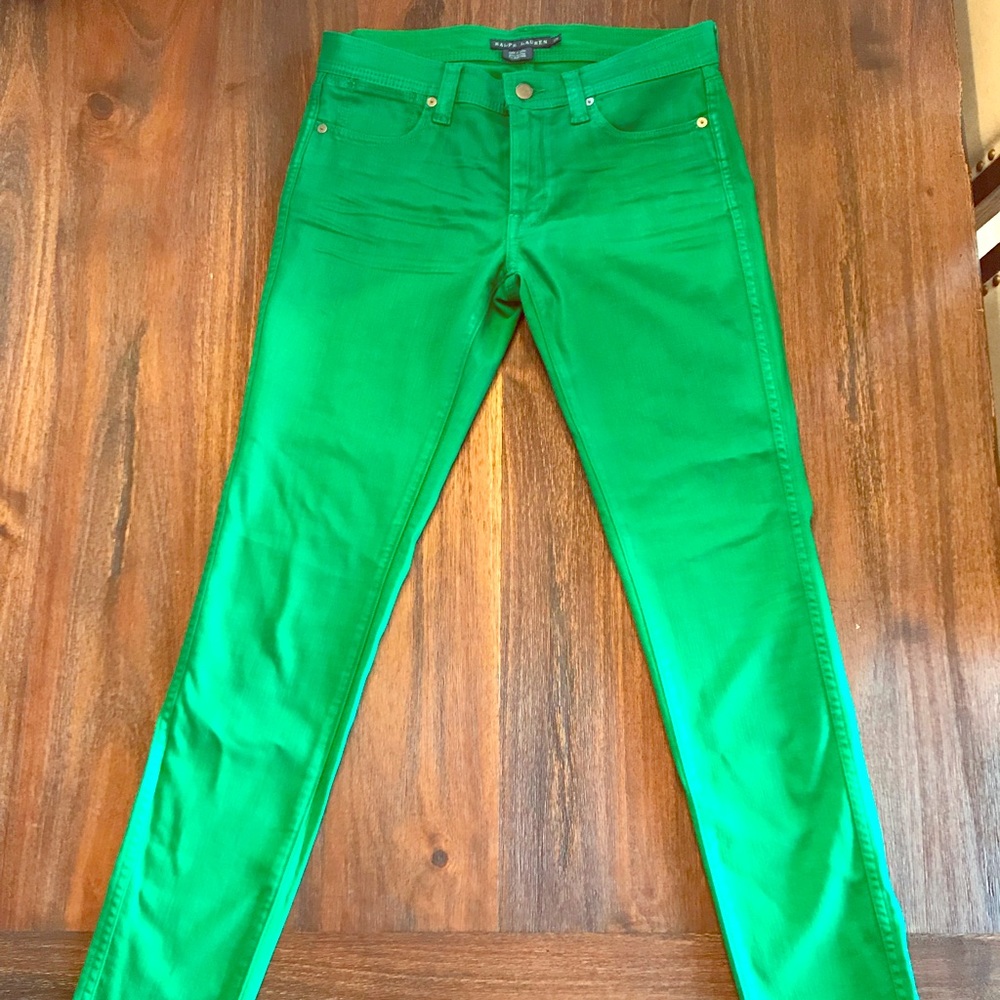 Ralph Lauren Waxed Green Skinny Jeans